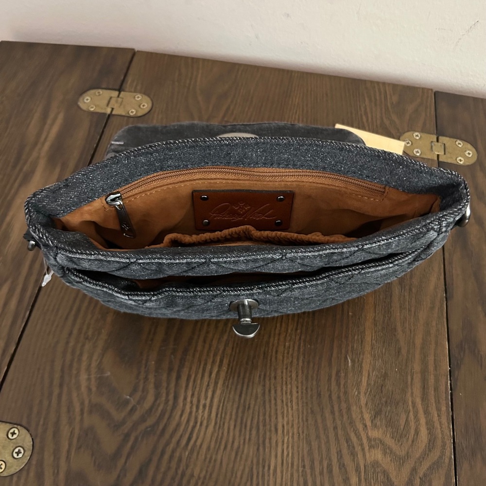 Patricia‎ Nash Bonny Quilted Denim Crossbody Bag Black Stone Wash P1509467 NEW - Picture 5 of 9